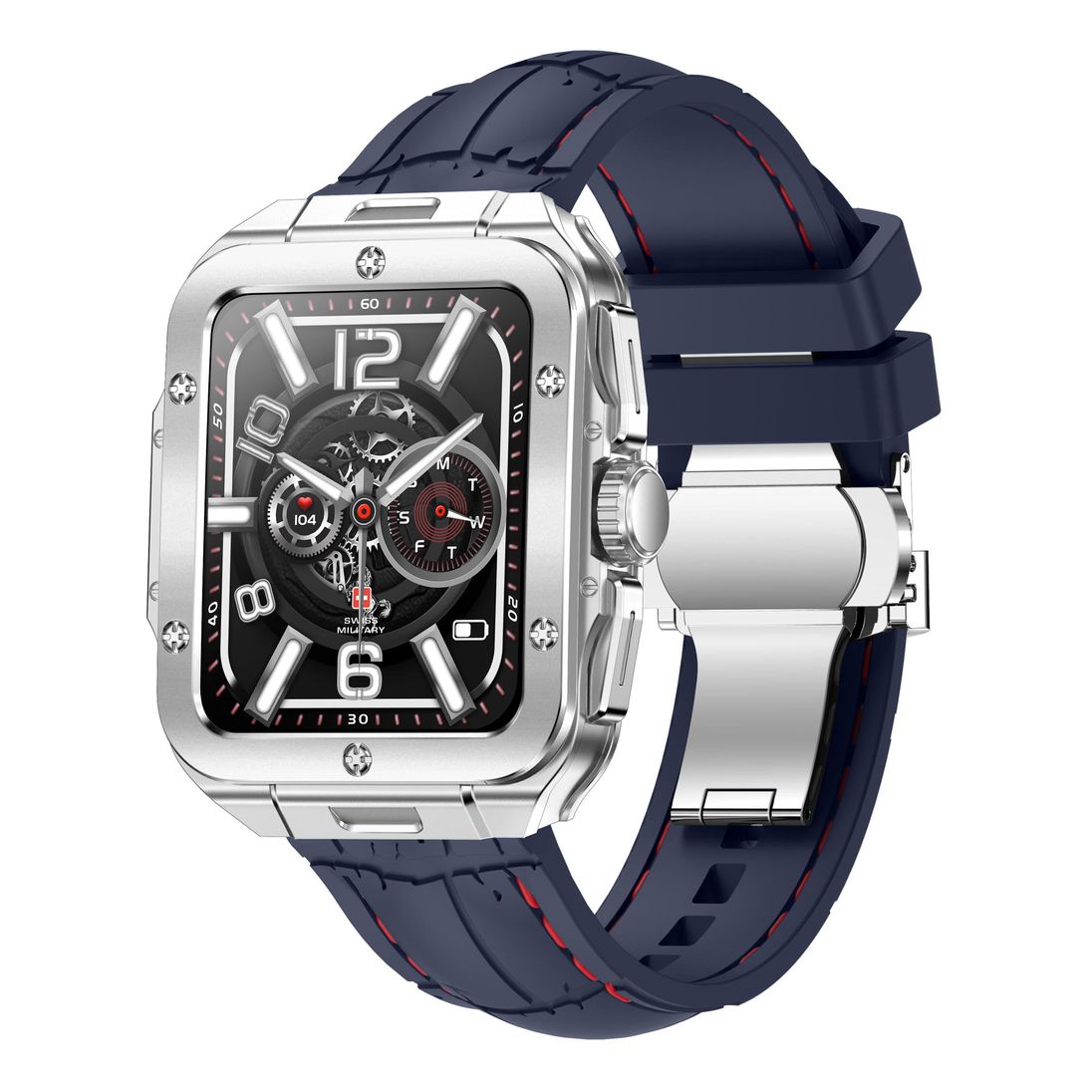 Swiss Military Alps 2 Smartwatch with Silver Frame and Blue Silicon Strap