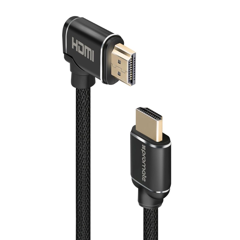 Promate Prolink4k1-150 Black HDMI-Right Angle HDMI Nylon Cable 1.5M