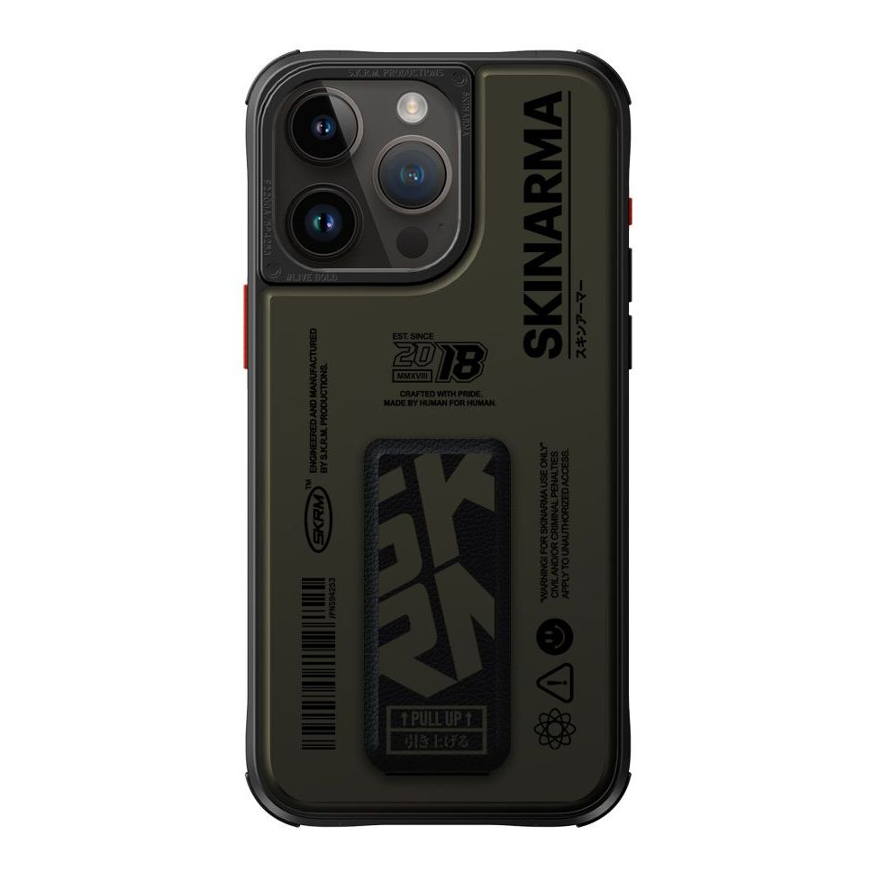 SkinArma iPhone 15 Pro Max Case - Spunk Mag-Charge + Grip-Stand - Pewter Green