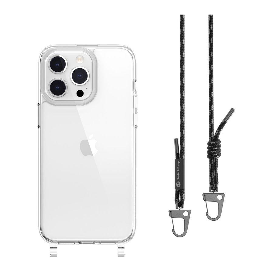 Switcheasy Play Clear Bumper Case With Lanyard For iPhone 15 Pro Max -Black