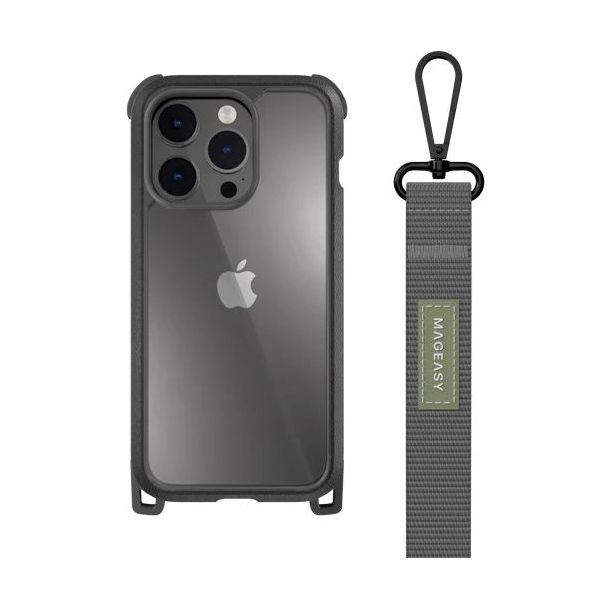 Mageasy ODYSSEY+ Rugged Utility Protective Case with Lanyard for iPhone 14 Pro - Classic Gray