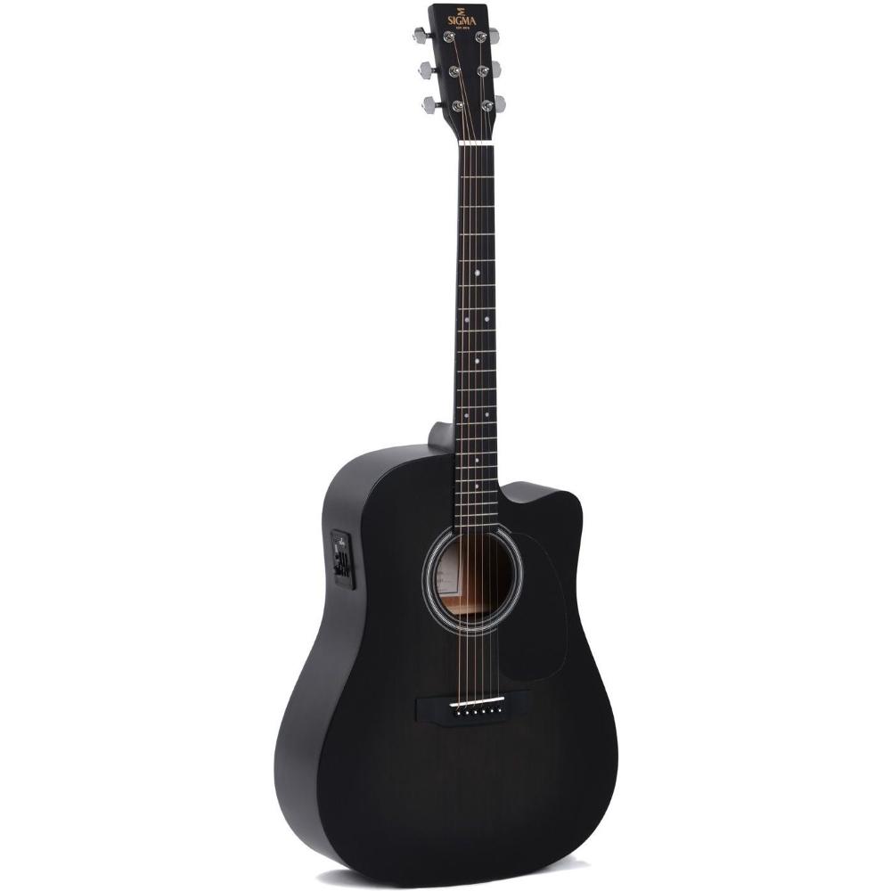 Sigma Guitars DMCE-BKB D-14 Fret Solid Top Sitka Spruce Cutaway Semi-Acoustic Guitar - Satin - Include Softca