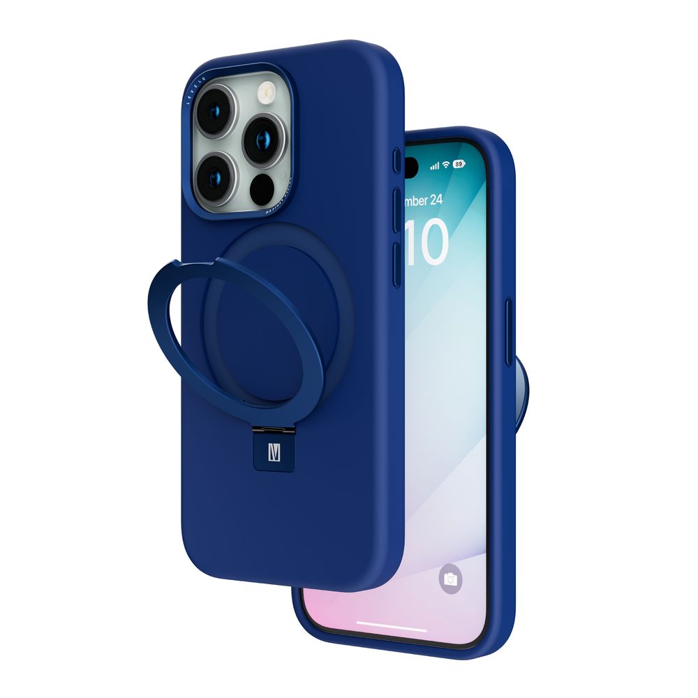 Levelo Iris Pro Liquide Silicone Case For iPhone 15 Pro Max - Deep Blue