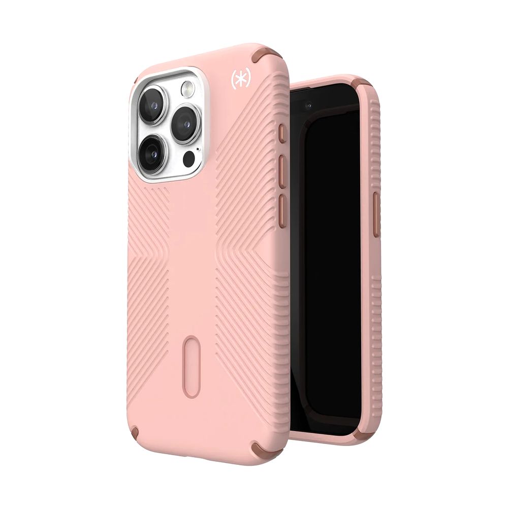 Speck Presidio2 Grip Magsafe with Clicklock iPhone 15 Pro Case - Dahlia Pink/Rose Copper