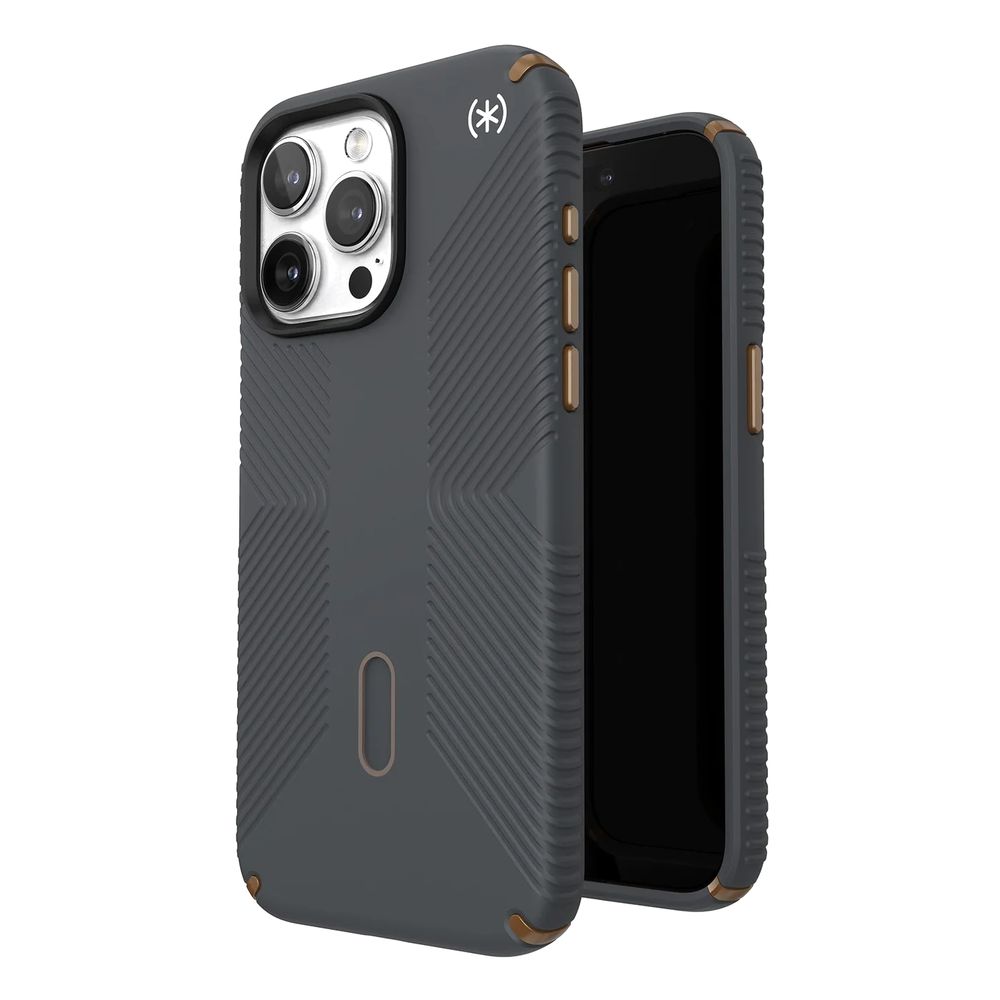 Speck Presidio2 Grip Magsafe with Clicklock iPhone 15 Pro Max Case - Charcoal Grey/Cool Bronze