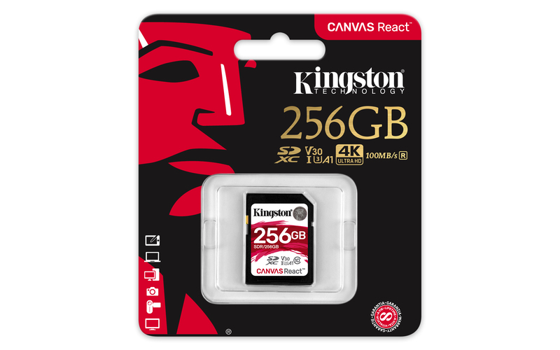 Kingston 256GB Sdxc Canvas React 100R/80W Cl10 Uhs-I U3V30 A1