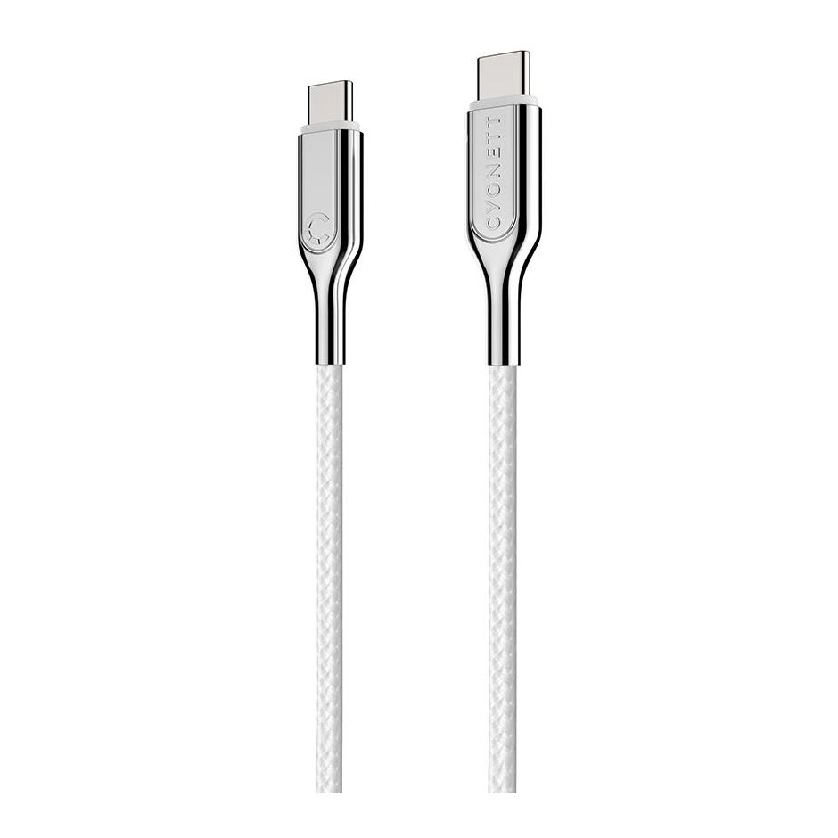Cygnett Armoured 2.0 USB-C to USB-C Cable 1m - White (5A/100W)