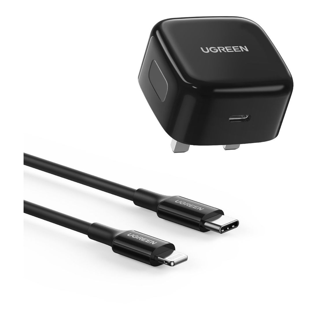 UGreen USB-C 20W PD Charger with  USB-C to Lightning Cable 1m - Black