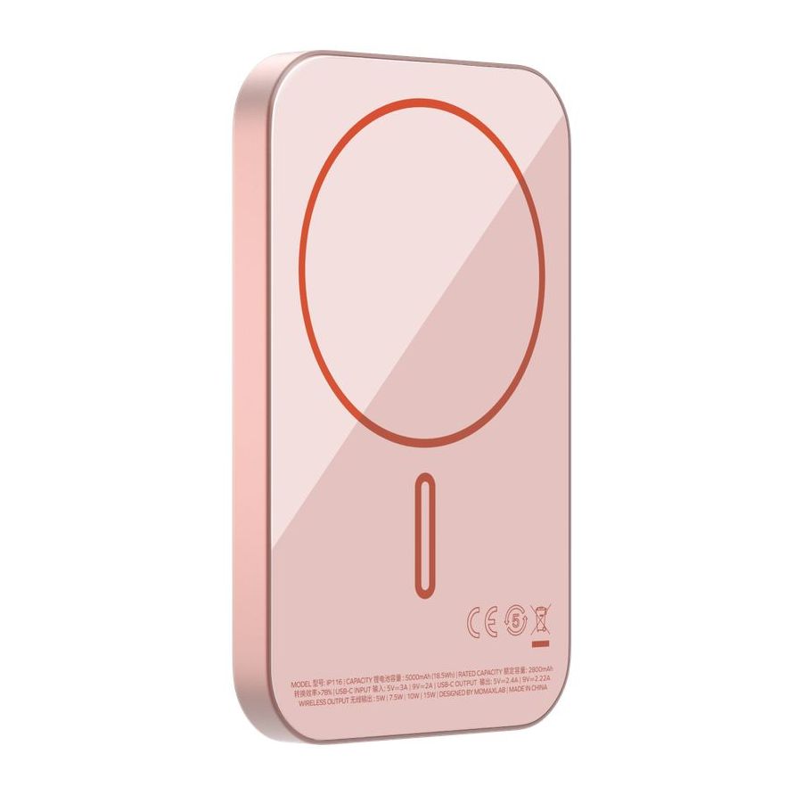 Momax Q.Mag X 5000mAh 15W MagSafe Wireless Power Bank - Pink