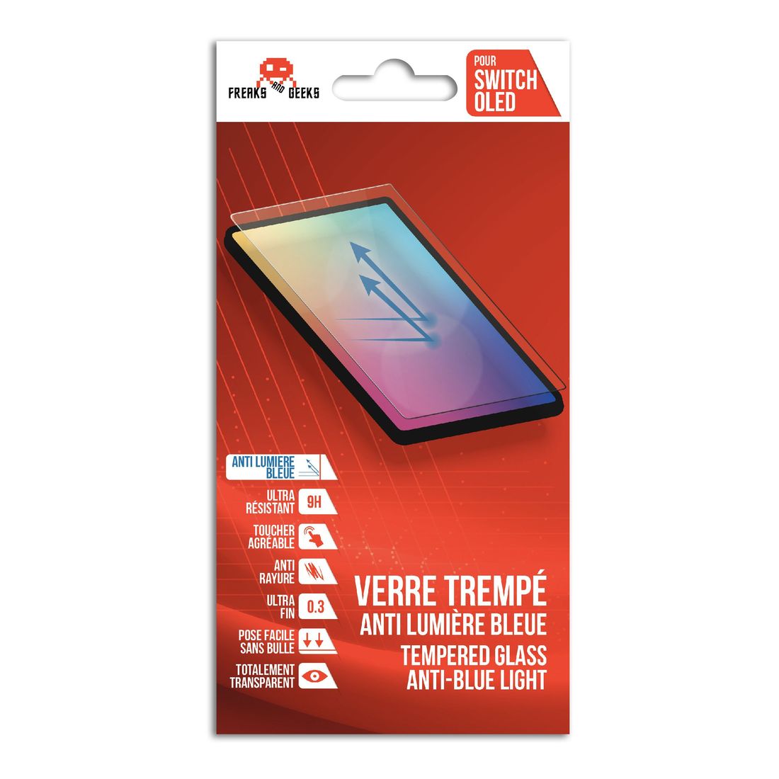 Freaks and Geeks Anti-Blue Light Tempered Glass Screen Protector for Nintendo Switch OLED
