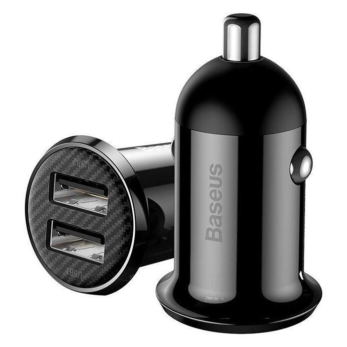 Baseus Grain Pro Car Charger Dual USB 4.8A - Black