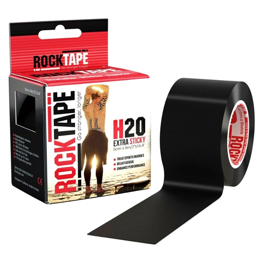 Rocktape H2O Extra Sticky Kinesiology Tape - Black (5cm x 5m)