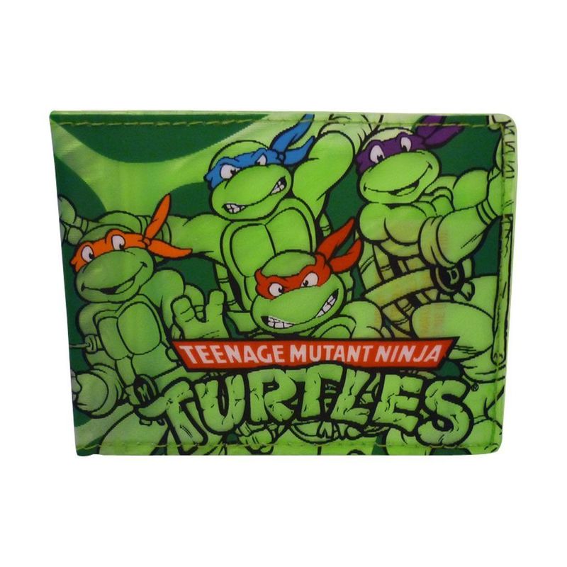 محفظة نصف مطوية خضراء تحمل شخصيات سلاحف النينجا المراهقين