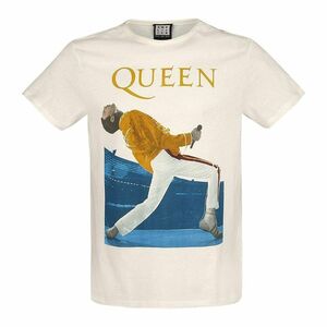Amplified Queen Freddie Mercury Triangle Men's T-Shirt Vintage White