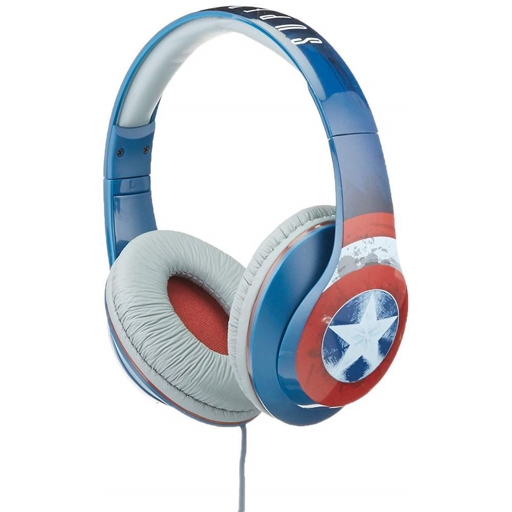 سماعات رأس كيد ديزاينو خارج الأذن مع ميكروفون بتصميم كابتن أميركا من أي هوم