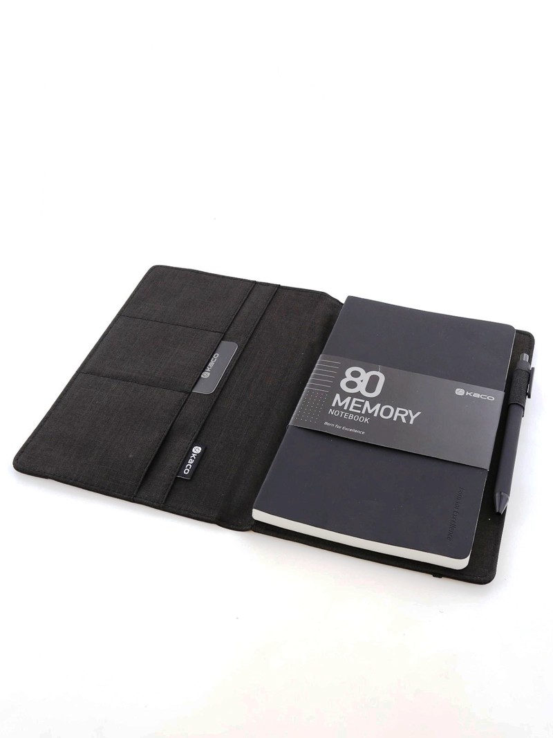 Kaco Memory Black A5 Notebook With Folder & Pure Soft Touch Gel Pen (10 Piece)