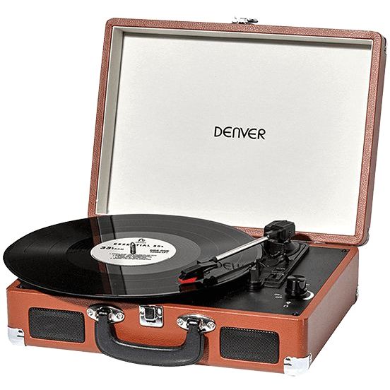 The Bellevue Complete Vinyl Collection Record Player Brown (Includes 20 Vinyl Albums)