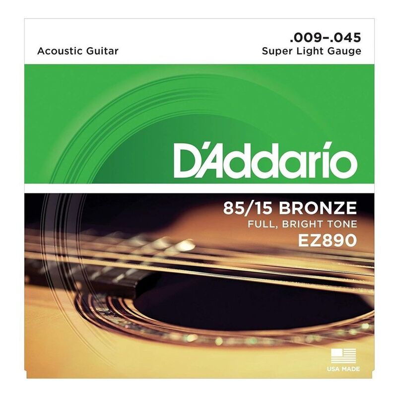 D'Addario Acoustic Guitar Strings - 85/15 Bronze (.009-.045 Super Light Gauge)