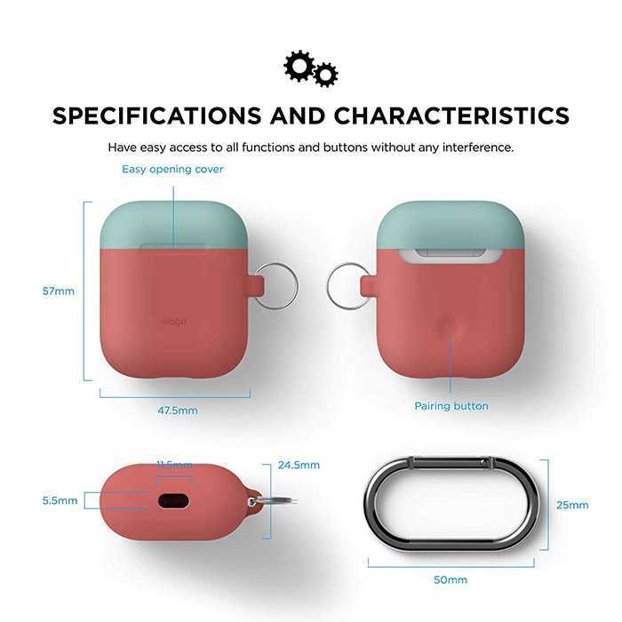 Elago Duo Hang Case Italian Rose/Coral Blue/Yellow for AirPods