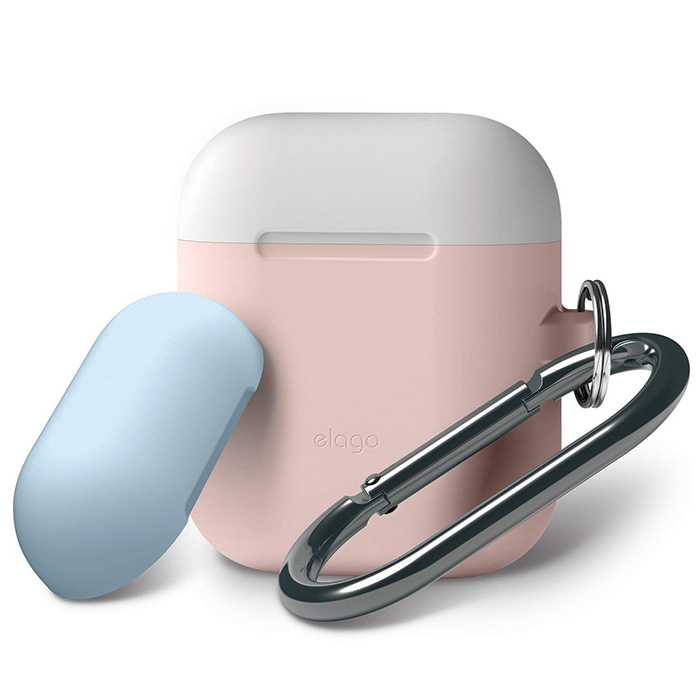 Elago Duo Hang Case Pink/White/Pastel Blue for AirPods
