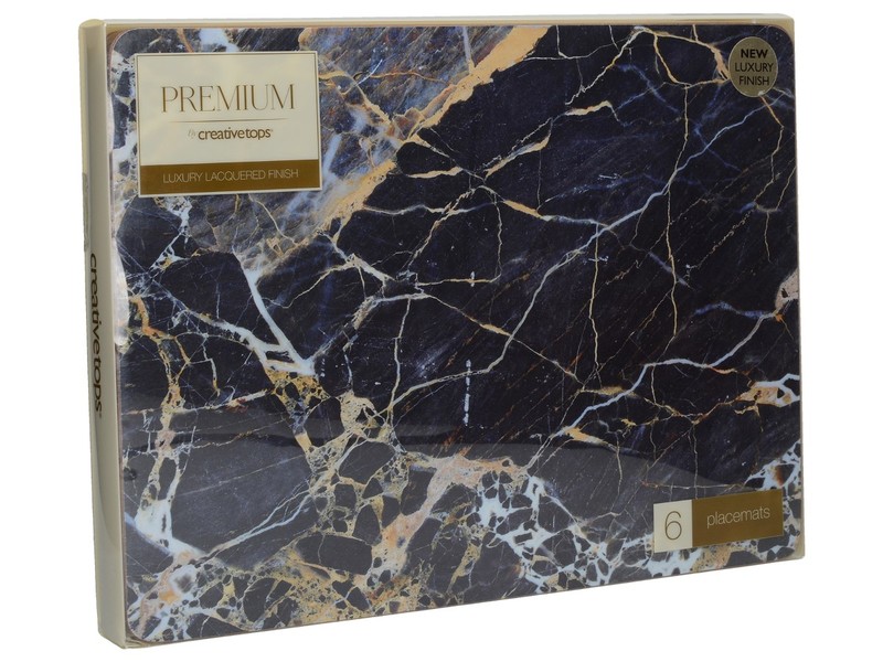 Premium Marble Standard Placemats Navy (Set of 6)