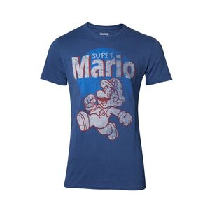 Nintendo Super Mario Running Vintage Men's T-Shirt Blue