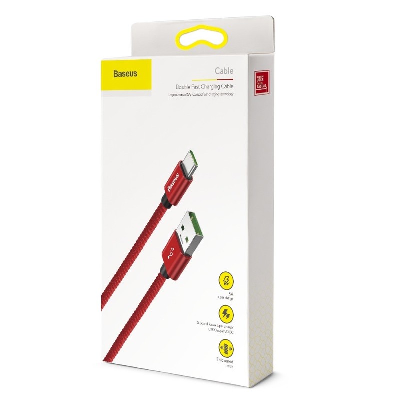 Baseus Double Fast Charging Type-C Cable 1m Red