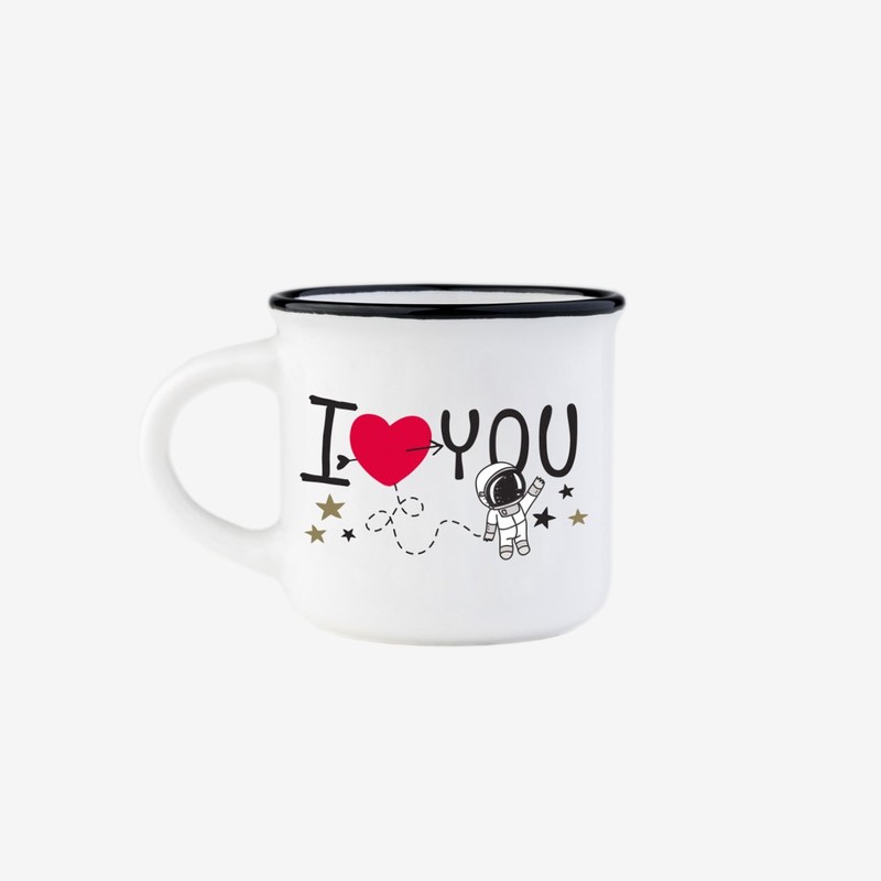 Legami Espresso for Two - Porelain Coffee Mugs 50 ml - To the Moon & Back (Set of 2)