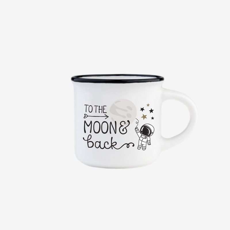 Legami Espresso for Two - Porelain Coffee Mugs 50 ml - To the Moon & Back (Set of 2)