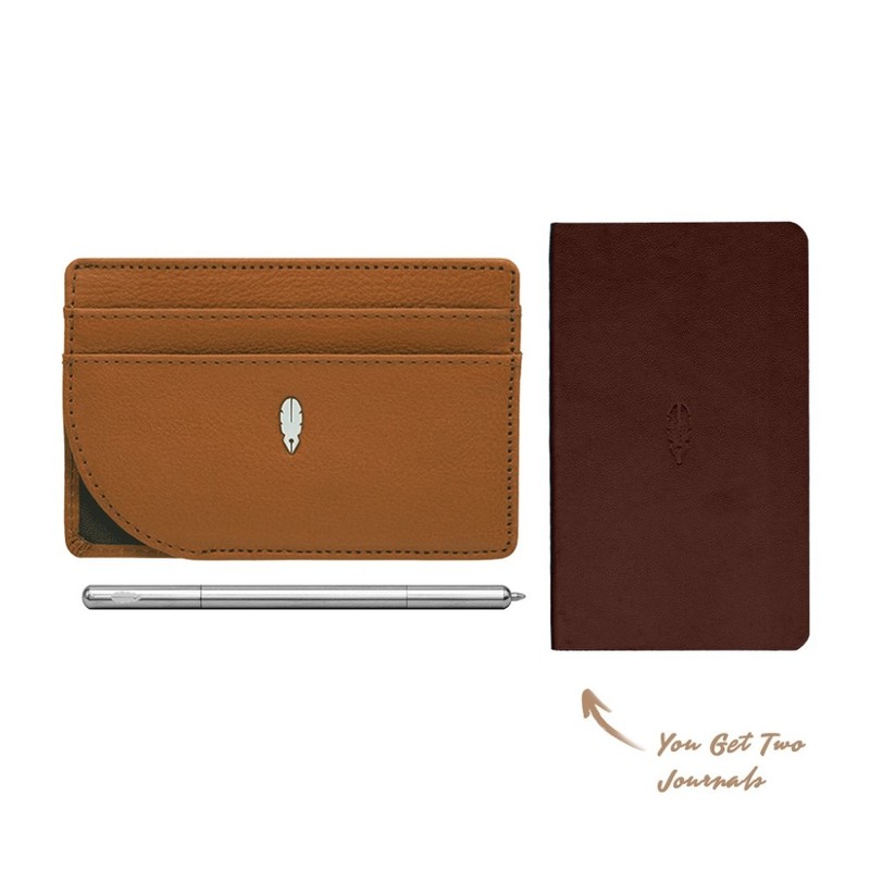 Inscribe Journals + Wallet + Pen Set Brown Amber