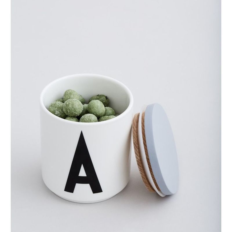 Design Letters Wooden Lid For Porcelain Cup Blue