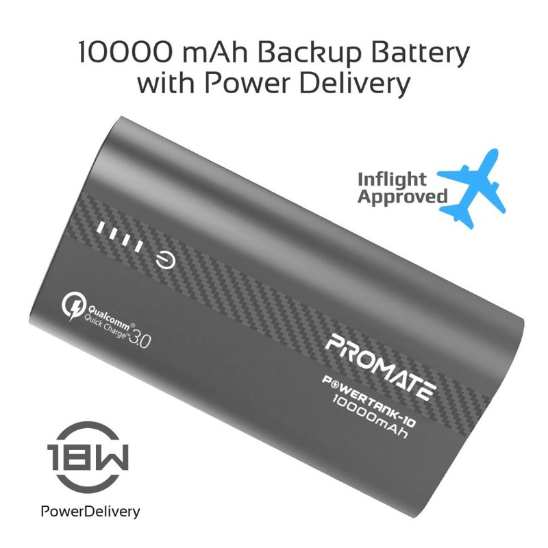 Promate Powertank-10 Grey 10000mAh Metallic Power Bank