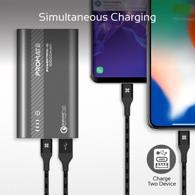 Promate Powertank-10 Grey 10000mAh Metallic Power Bank