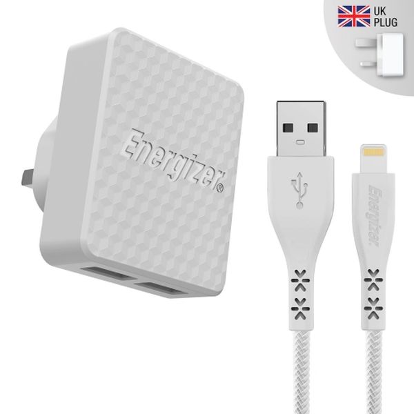 Energizer Wall Charger Lw 3.4A + Lightning Cable White