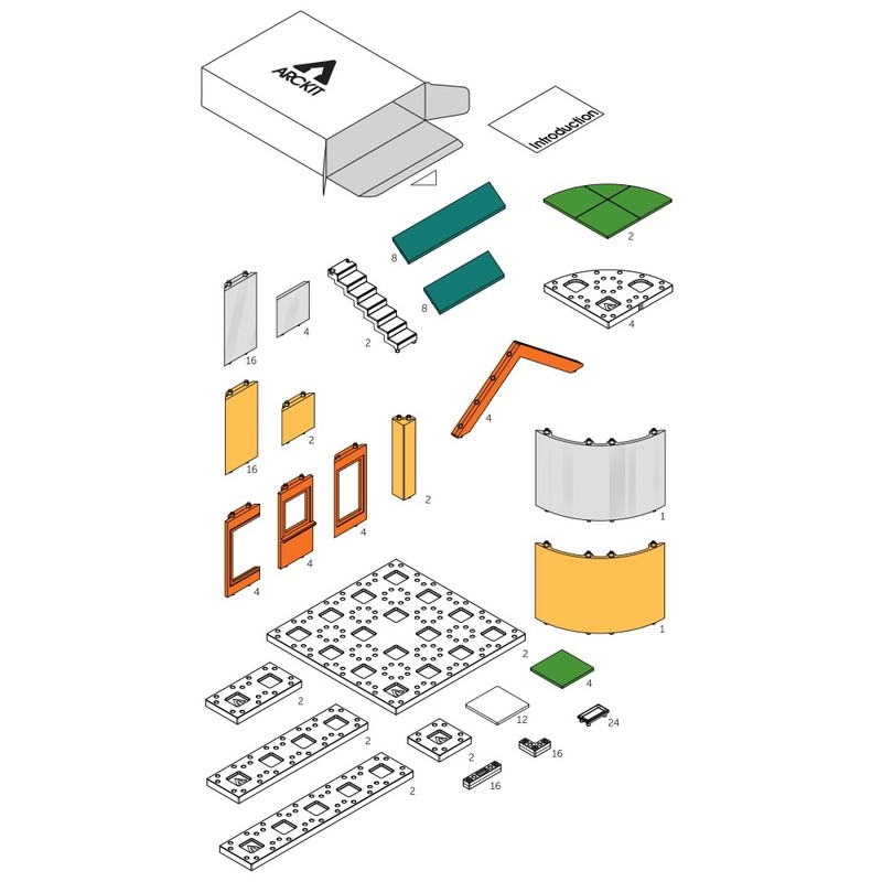 لعبة مجموعة أدوات بناء وتركيب مكعبات على شكل نموذج معماري بألوان طراز 2.0 جو من أركيت (ما يزيد عن 160 قطعة)
