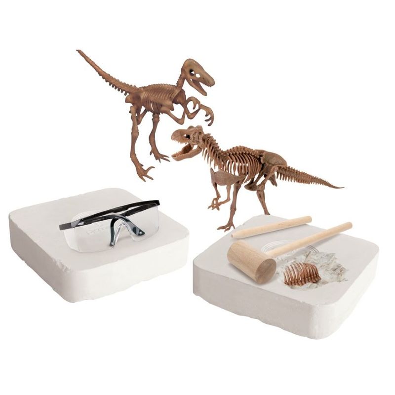 لعبة مجموعة أدوات التنقيب عن ديناصور تي- ريكس وديناصور الفيلوسيرابتور من ديسكفري مايندبلون