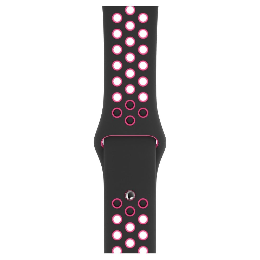Apple 44mm Black/Pink Blast Nike Sport Band (S/M & M/L) (Compatible with Apple Watch 42/44/45mm)