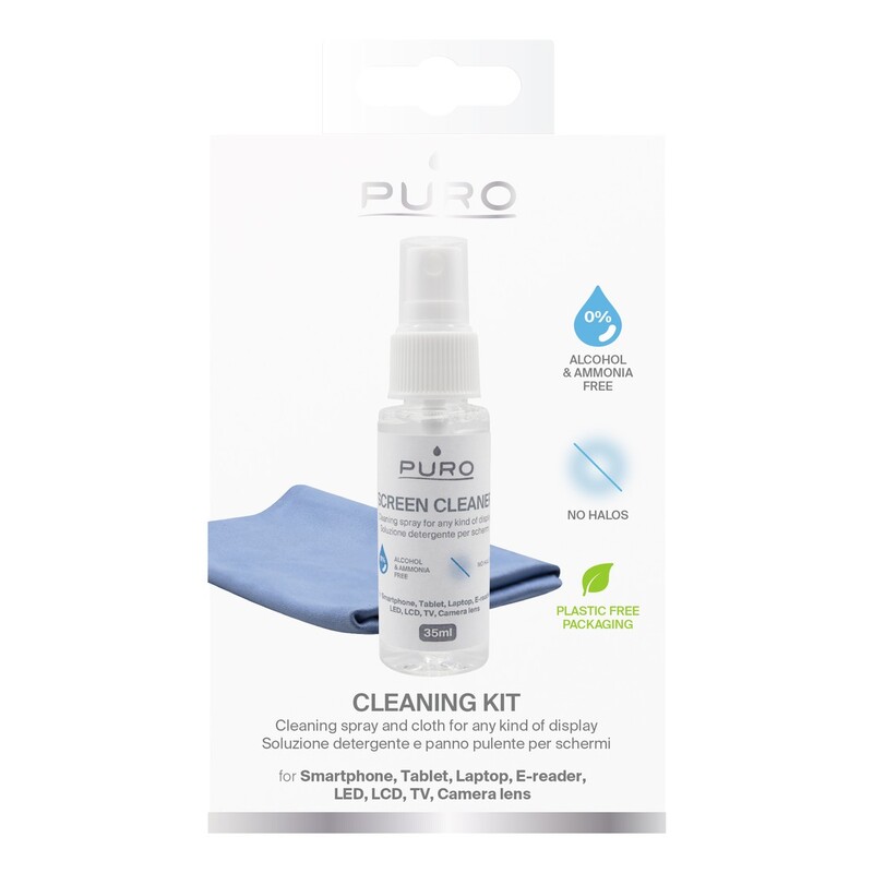 Puro Cleaning  Kit Spray 35ml + Microfiber 20x20cm Cloth Blue