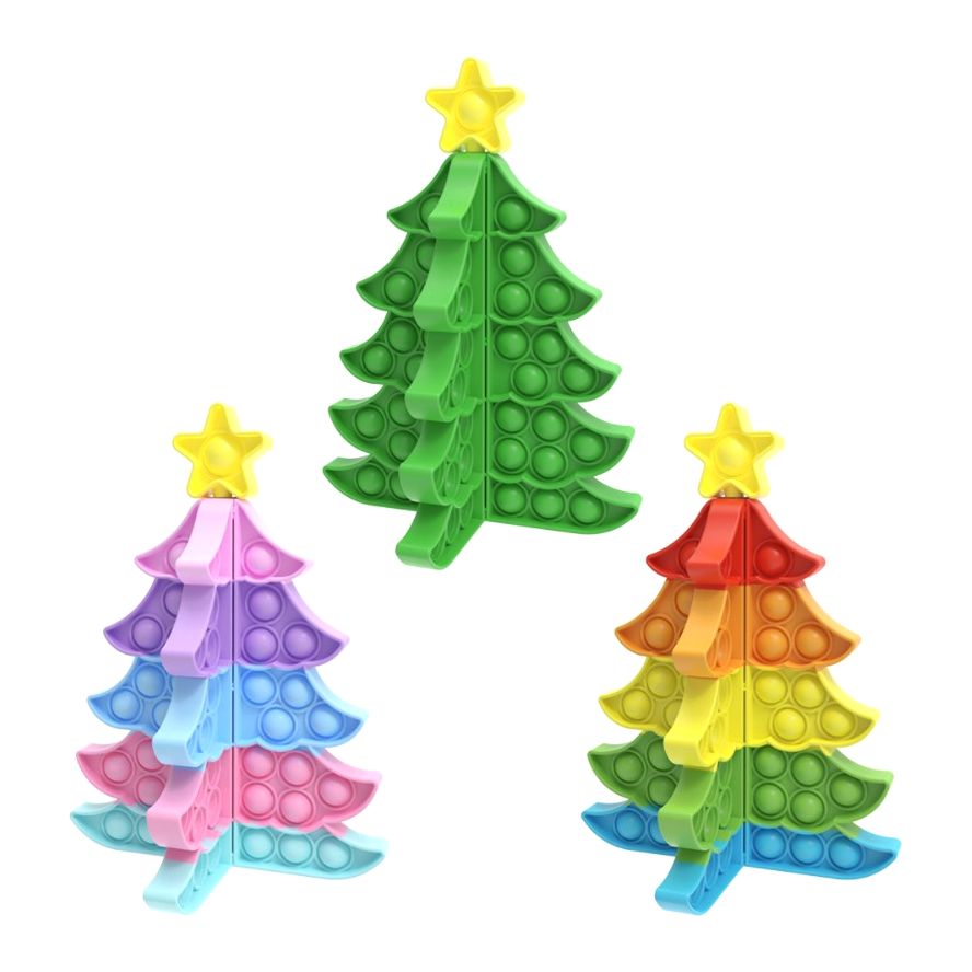 Squizz Toys Pop The Bubble 3D Christmas Tree (Assorted Colors - Includes 1)