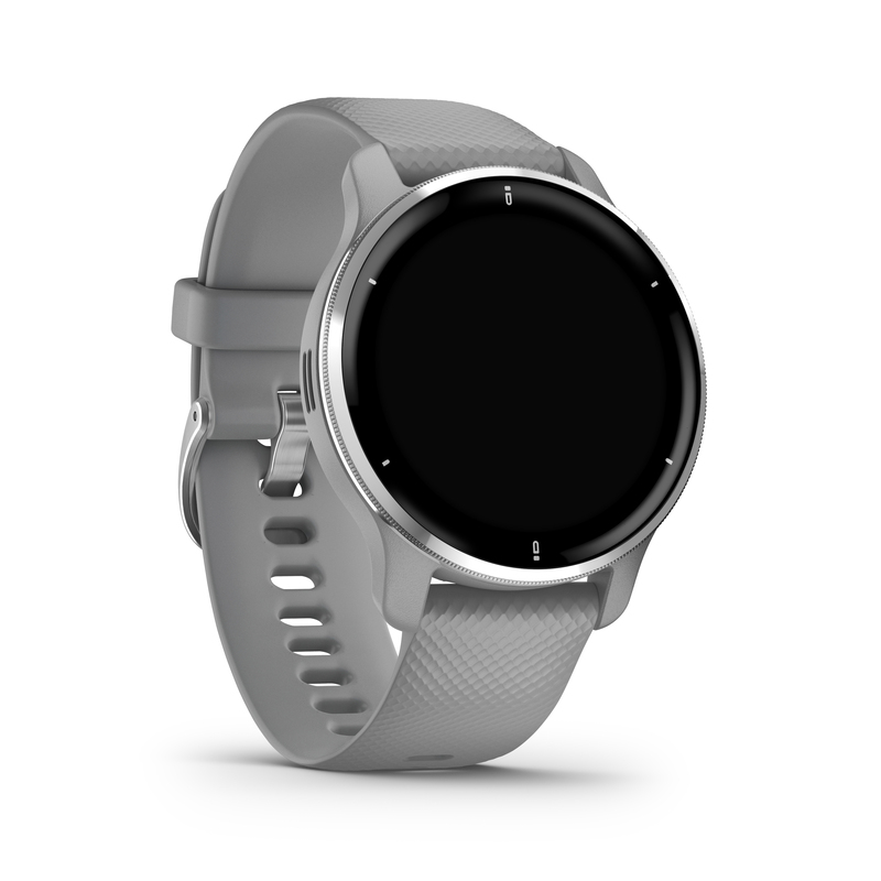 Garmin Venu 2 Plus Silver Stainless Steel Bezel with Powder Grey Case and Silicone Band Smartwatch