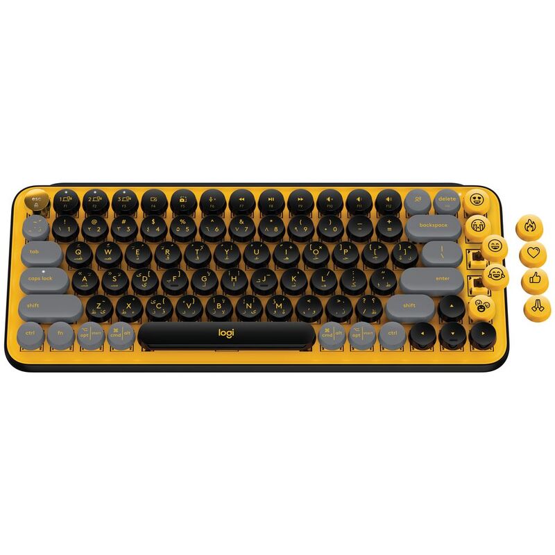 Logitech 920-010816 Pop Keys Wireless Mechanical Keyboard With Customizable Emoji Keys Blast Yellow - (Arabic/English)