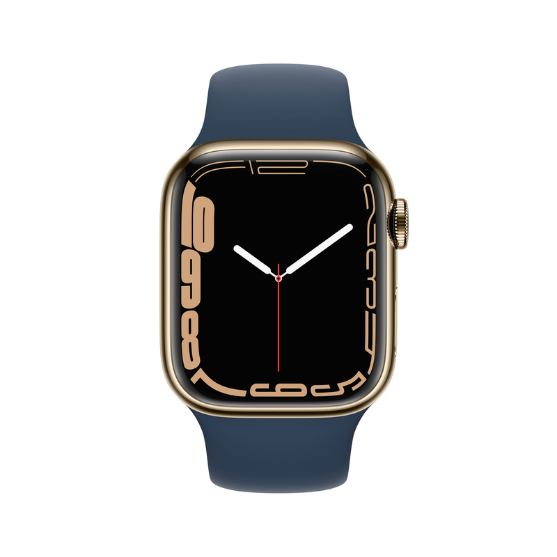 Apple Watch Series 7 GPS + Cellular 41mm Gold Stainless Steel with Abyss Blue Sport Band - Regular