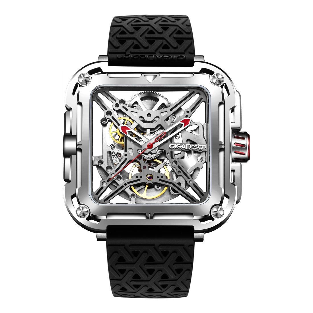 Ciga Design X Series Great Ape Stainless Steel Hollow Design Wrist Watch - Silver