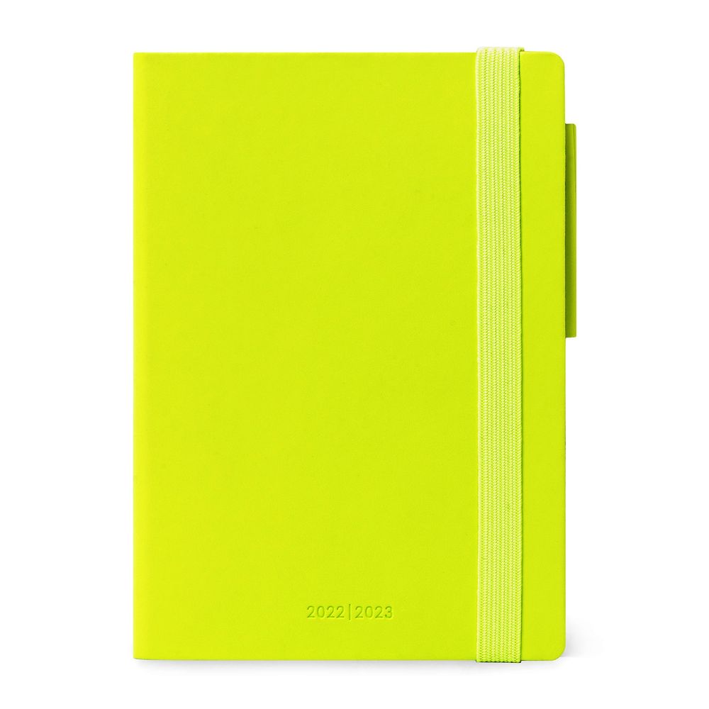 Legami Small Weekly Diary with Notebook 18 Month 2022/2023 (9.5 x 13 cm) - Lime Green