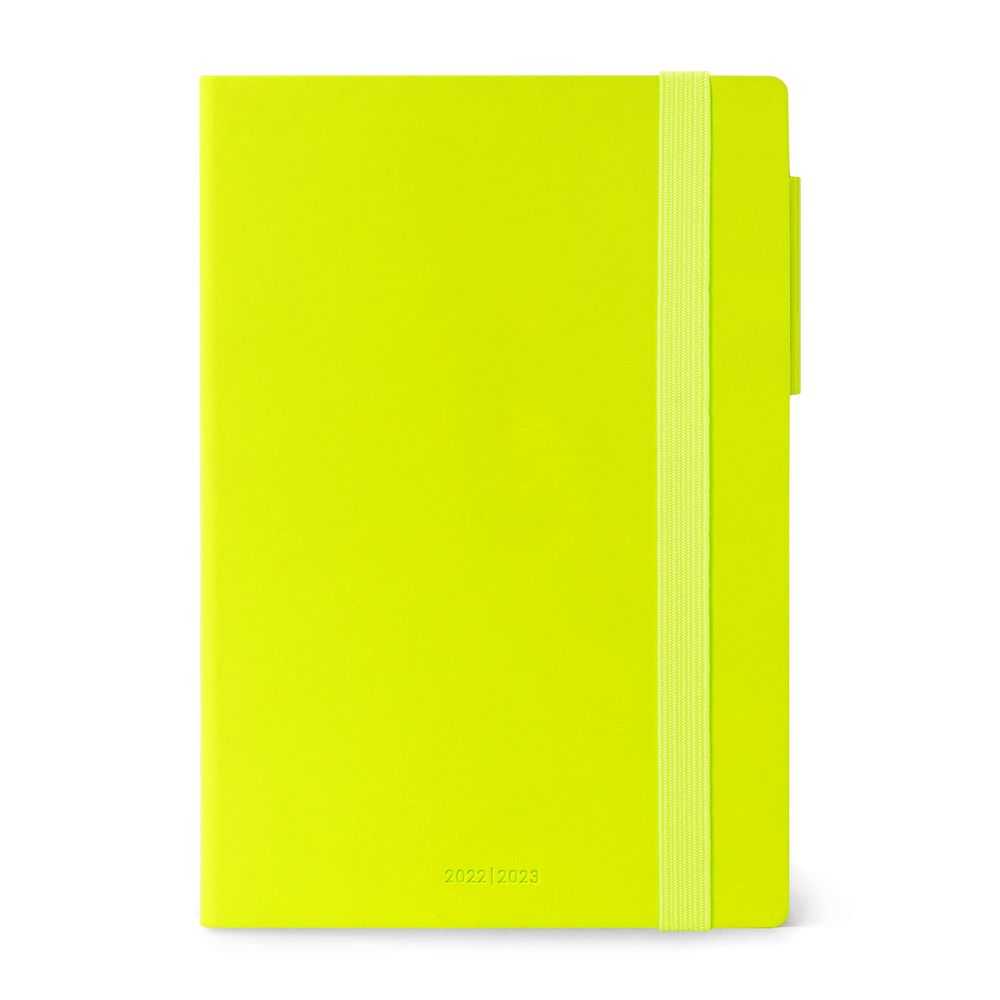 Legami Medium Weekly Diary with Notebook 18 Month 2022/2023 (12 x 18 cm) - Lime Green