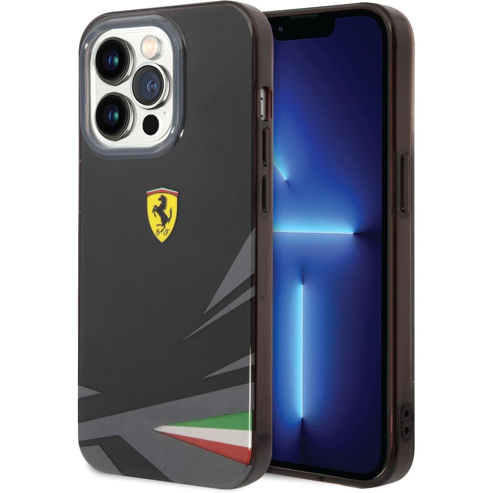 Ferrari PC/TPU Case with Double Layer Print for iPhone 14 Pro Max - Black