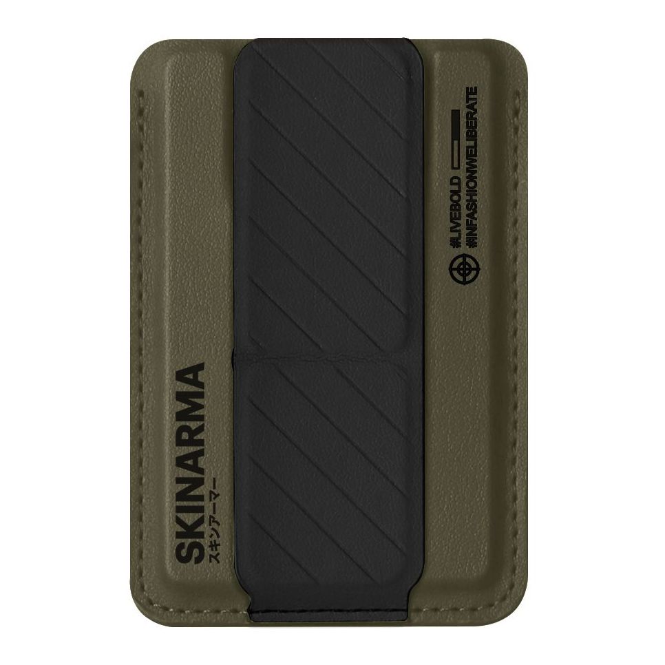 SkinArma Kado Mag-Charge Card Holder With Grip Stand - Olive