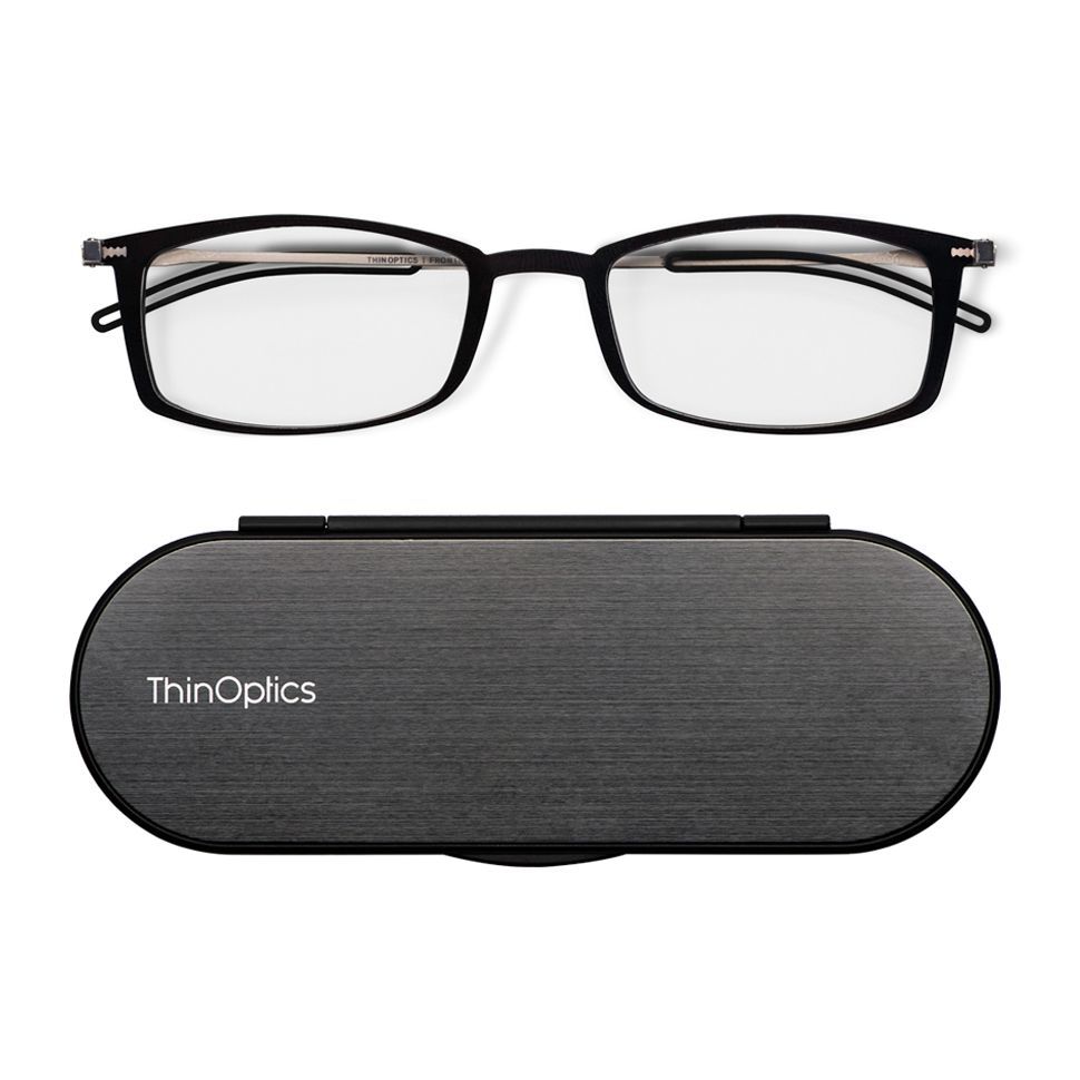Thinoptics Brooklyn Reading Glasses With Milano Case - Clear (+1.5)