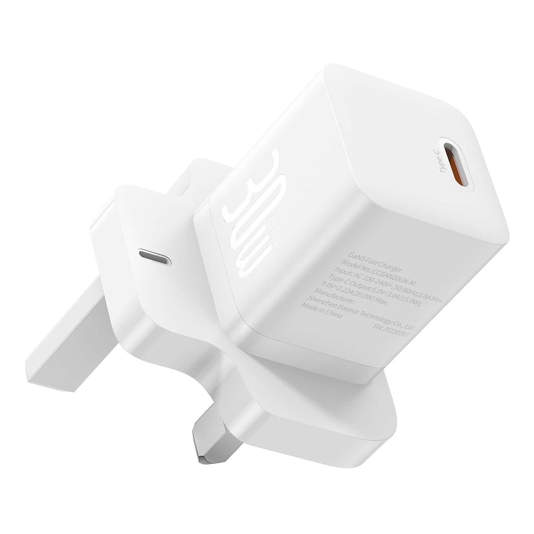 Baseus GaN5 Fast Charger(mini) 1 USB-C 30W UK - Moon White