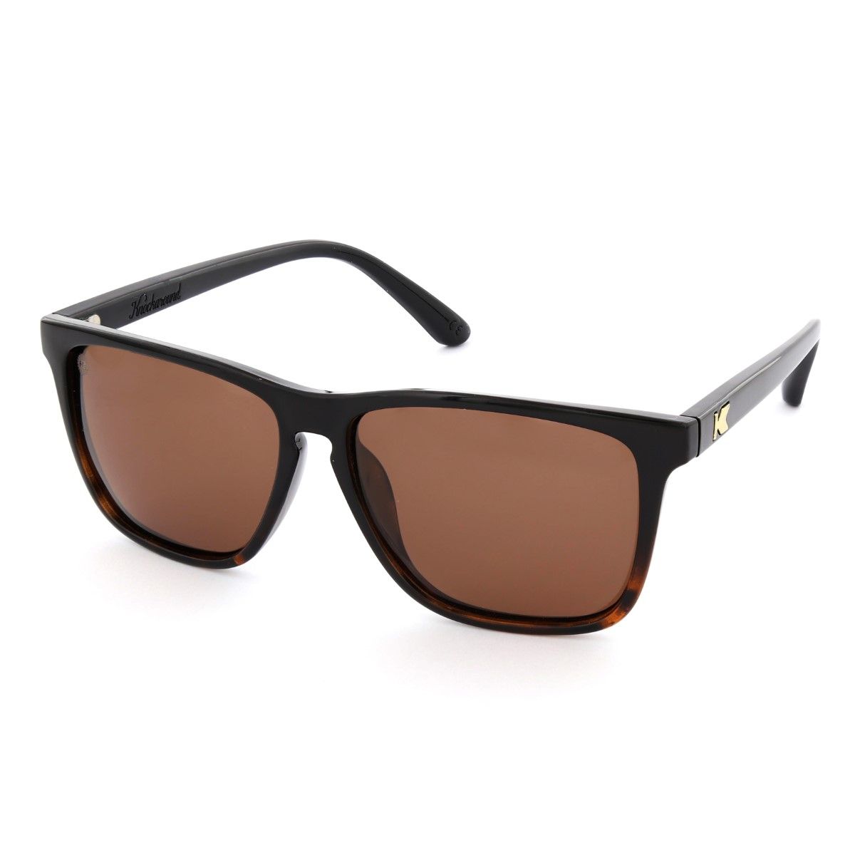 Knockaround Glossy Black And Tortoise Shell Fade/Polarized Amber Fast Lanes Unisex Sunglasses